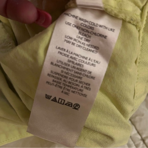 FREE PEOPLE Quinn neon green button up pleated cropped top size XSMALL - Picture 5 of 5